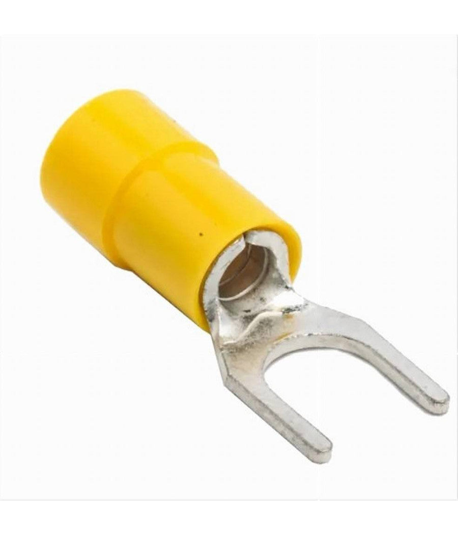 Set 100 Pz Capicorda A Forcella A Crimpare Per Cavi 4 A 6 MmÂ² Isolato M4 Sv5.5-4  Giallo       