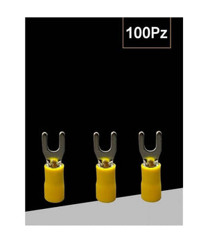 Set 100 Pz Capicorda A Forcella A Crimpare Per Cavi 4 A 6 MmÂ² Isolato M4 Sv5.5-4         