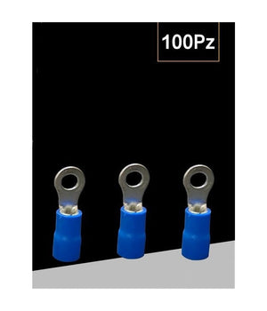 Set 100 Pz Capicorda Terminale Ad Occhiello Isolato Per Cavi 0.5-1.5mmÂ² Rv1.25-4         