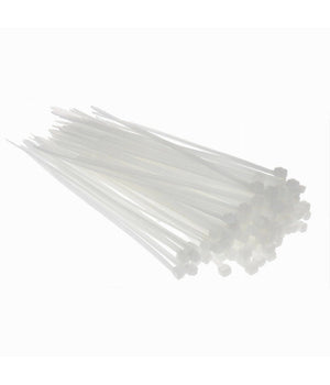 Set 100 Pz Fascette Serracavo Autobloccanti In Nylon Bianco 2.5mmx100mm 25-100-b         