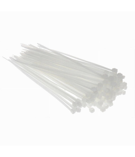 Set 100 Pz Fascette Serracavo Autobloccanti In Nylon Bianco 2.5mmx100mm 25-100-b         