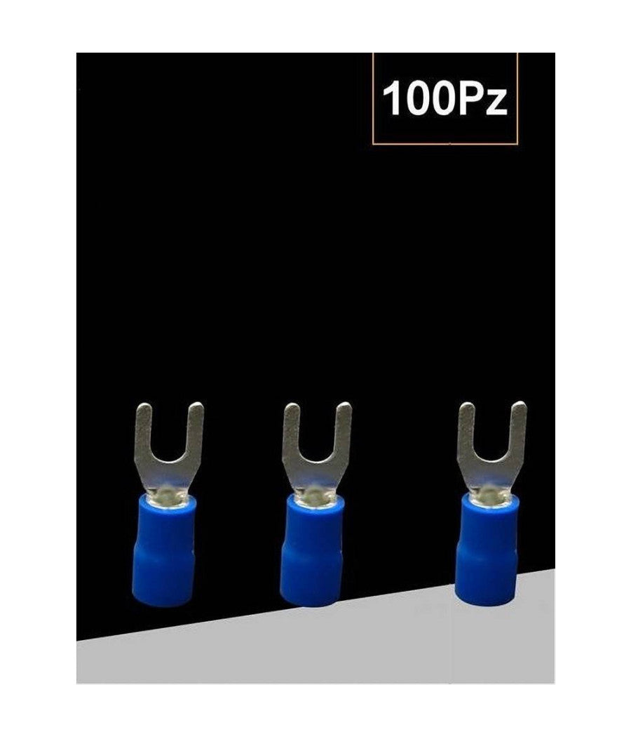 Set 100pz Capicorda A Forcella A Crimpare Per Cavi 1.5-2.5 MmÂ² Isolato M4 Sv2-4  Blu       
