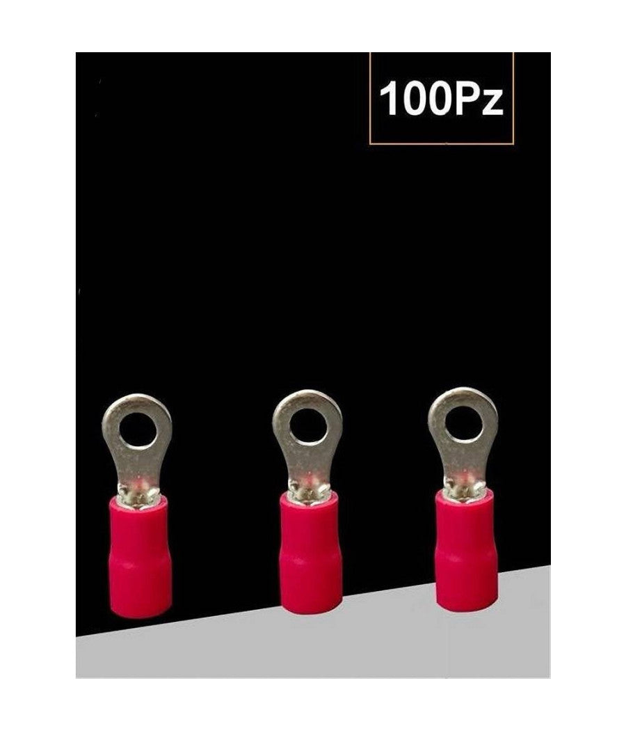 Set 100pz Capicorda Terminale Ad Occhiello Isolato Per Cavi 4 A 6 MmÂ² M6 Rv5.5-6  Rosso       