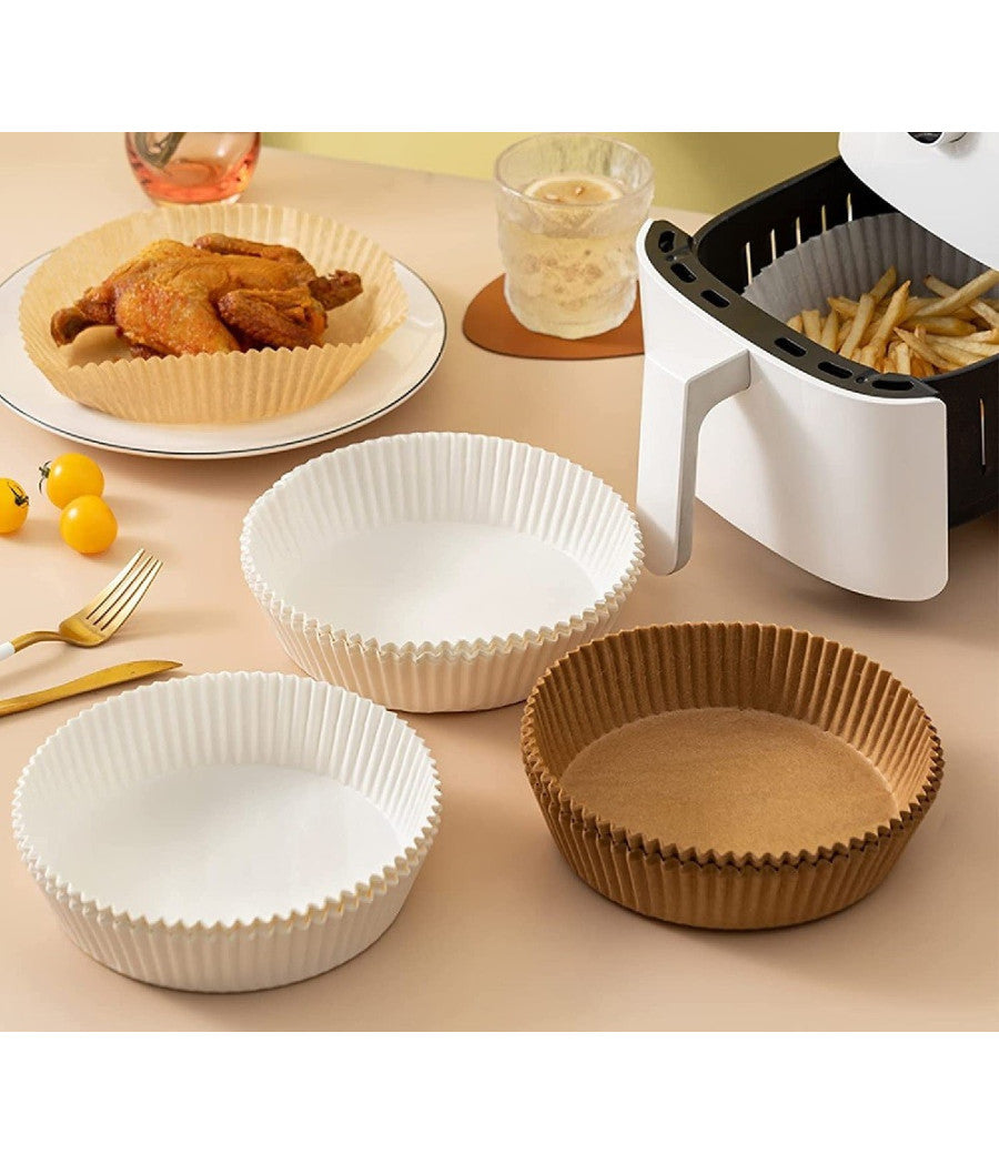 Set 100pz Carta Pergamena Fodera Per Friggitrice Ad Aria Usa E Getta 16 X 4,5 Cm         