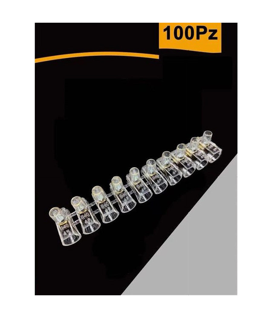 Set 100pz Morsetto A Cappuccio Unipolare Trasparente Per Cavi Sezione 6 Mm Ms-60         