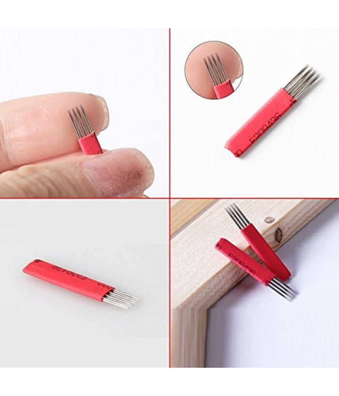 Set 10pz Ago Monouso Sterili 4 Righe Per Penna Microblading Tatuaggio Pigmento         