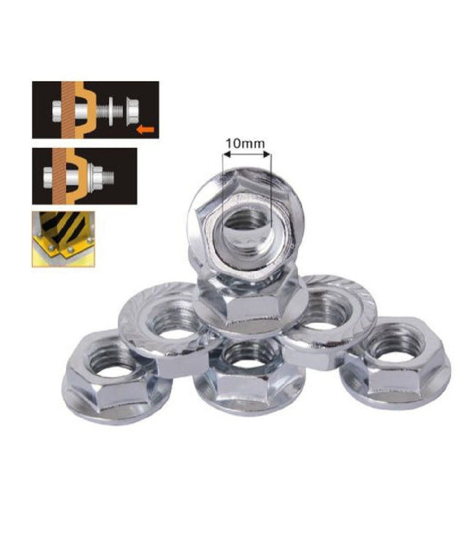 Set 10pz Dado Esagonale Flangiato Dadi Di Serraggio M10 Bulloni Vite 10mm 94925         