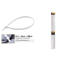 Set 10pz Fascette Cavi Cavo Bianco Stringenti In Plastica Nylon 8.8x800 Mm 92377         