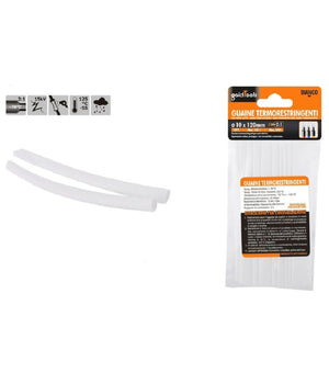 Set 10pz Guaine Termorestringenti Termoretrattili Bianche 10 X 120 Mm Cavi 57070         