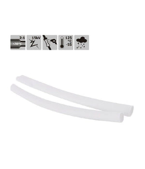 Set 10pz Guaine Termorestringenti Termoretrattili Bianche 10 X 120 Mm Cavi 57070         