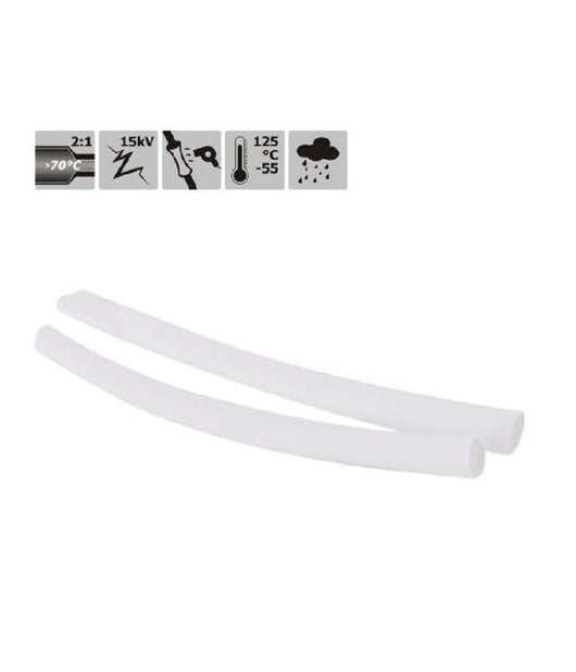 Set 10pz Guaine Termorestringenti Termoretrattili Bianche 8x120mm Per Cavi 57069         