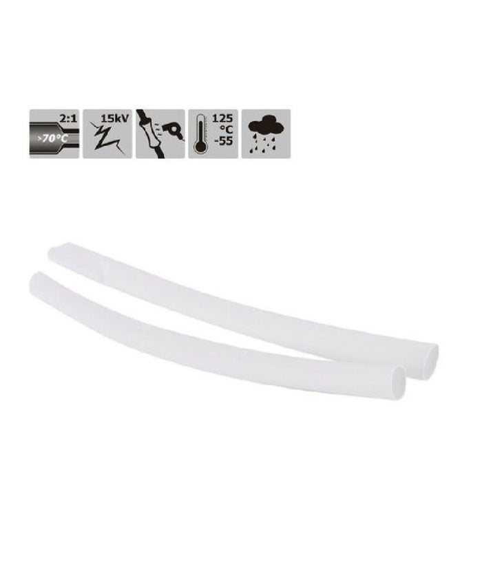 Set 10pz Guaine Termorestringenti Termoretrattili Bianche 8x120mm Per Cavi 57069         