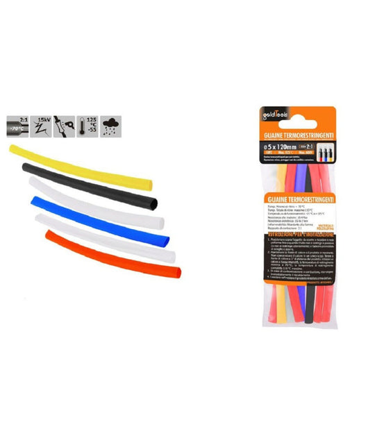 Set 10pz Guaine Termorestringenti Termoretrattili Colorate 5 X 120 Mm Cavi 57093         
