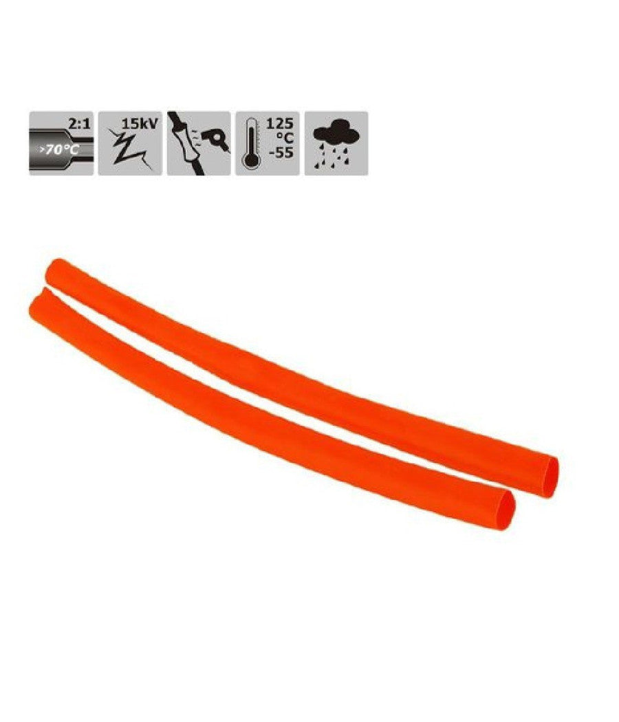 Set 10pz Guaine Termorestringenti Termoretrattili Rosse 12x120mm Per Cavi 57086         