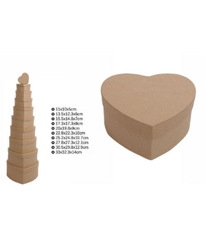 Set 10pz Scatole Box Per Regali Varie Misure Matrioska Forma Cuore Cartone 71959         