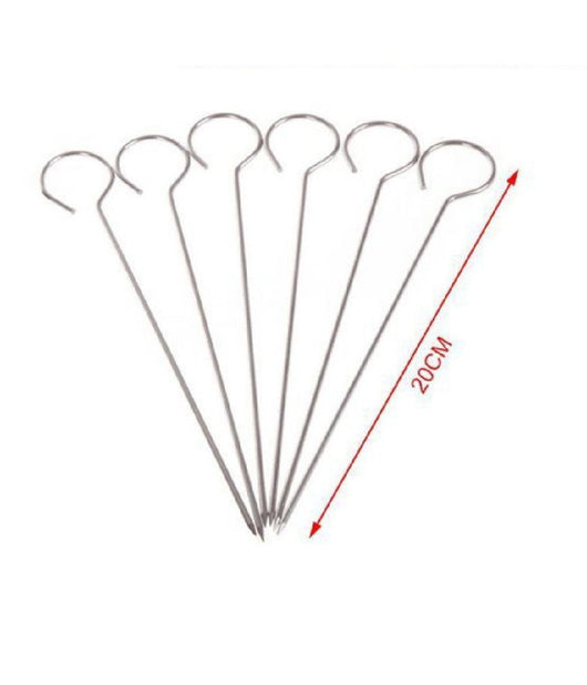 Set 10pz Spiedini In Acciaio Inox 20cm Impugnatura Uncino Per Griglia Bbq 2406314         