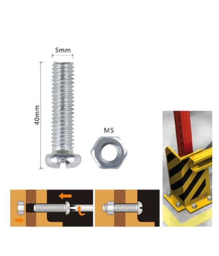 Set 10pz Viti Vite Testa A Croce Tonda 5 X 40mm Con Dadi Dado Esagonale M5 90971         