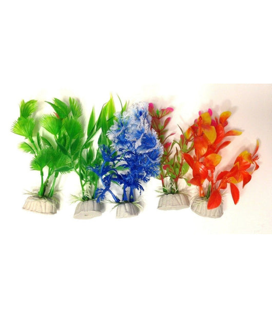 Set 10x Pianta Piantina Artificiale Per Acquario Piante Finte Plastica Colorate         