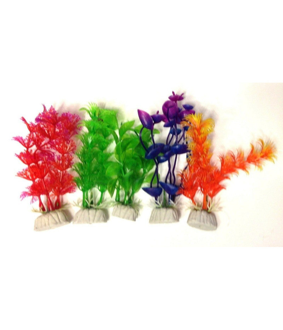 Set 10x Pianta Piantina Artificiale Per Acquario Piante Finte Plastica Colorate         