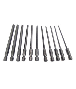 Set 11 Inserti Da T6 A T40 100mm Cacciaviti Torx Per Avvitatore Esagonale 1/4"         