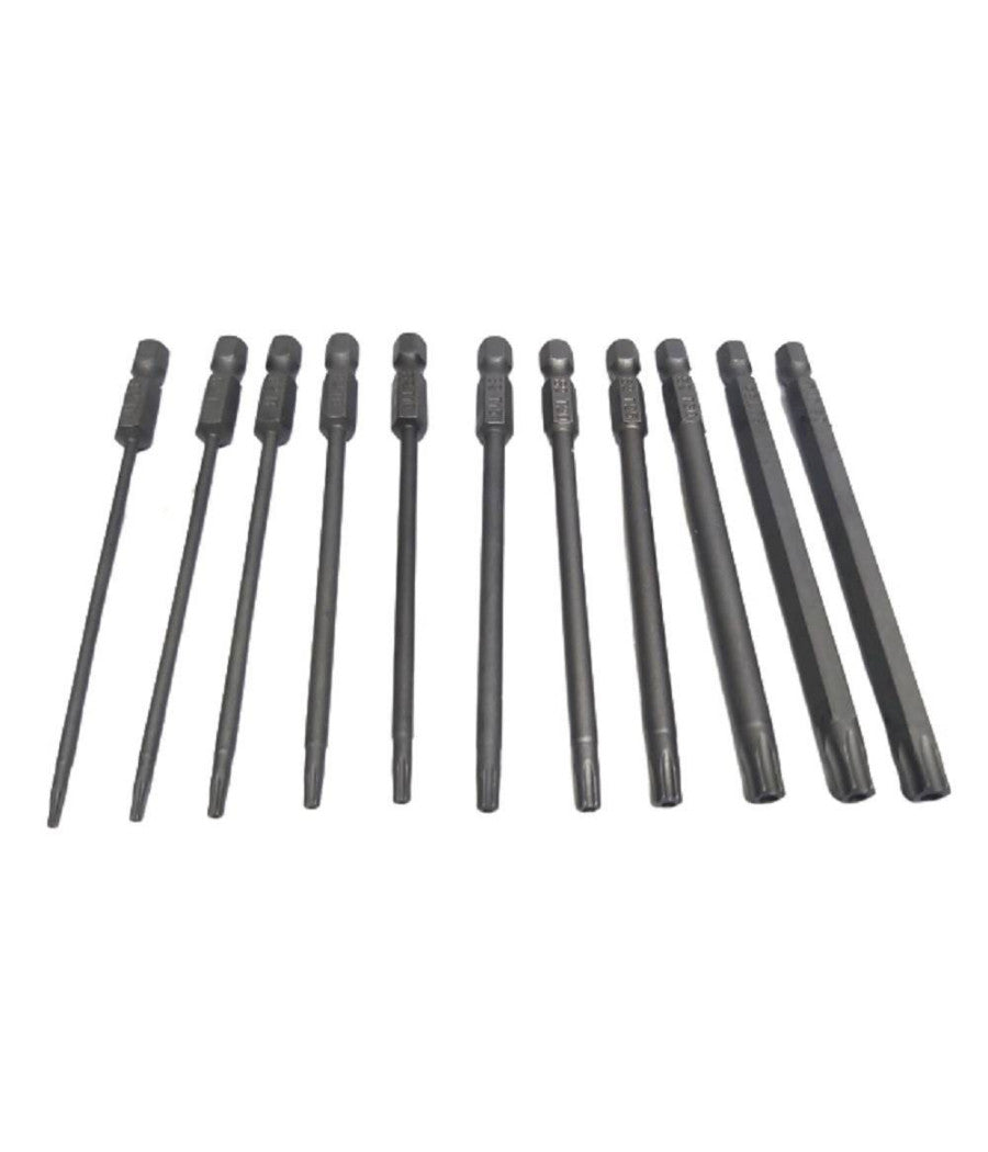 Set 11 Inserti Da T6 A T40 100mm Cacciaviti Torx Per Avvitatore Esagonale 1/4"         