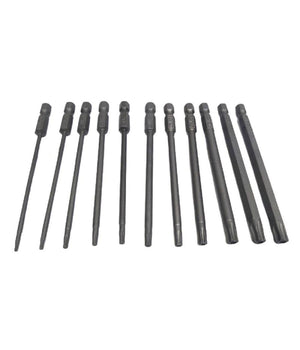 Set 11 Inserti Da T6 A T40 100mm Cacciaviti Torx Per Avvitatore Esagonale 1/4"         