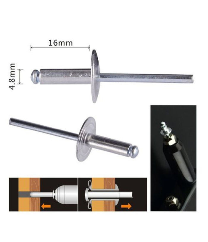 Set 11 Pezzi Rivetti Rivetto 4.8 X 16 Mm Accessori Bricolage Ferramenta 94982         