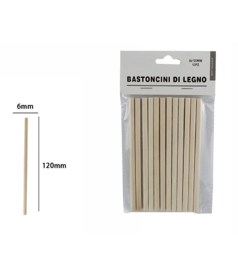 Set 12 Bastoncini In Legno Lavoretti Attività  Creative Stecchette 6x120mm 53864a         