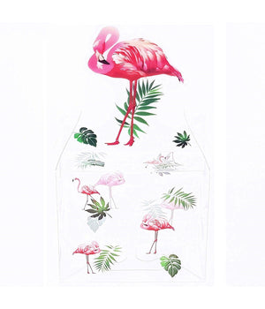 Set 12 Bomboniera Bomboniere Scatola Fenicottero Trasparente Portaconfetti         