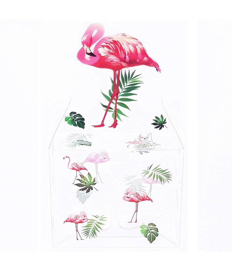 Set 12 Bomboniera Bomboniere Scatola Fenicottero Trasparente Portaconfetti         