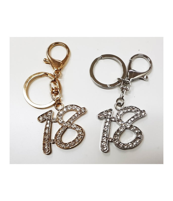 Set 12 Bomboniera Oro Argento Brillantini 18 Anni Compleanno Portachiavi Chiave         