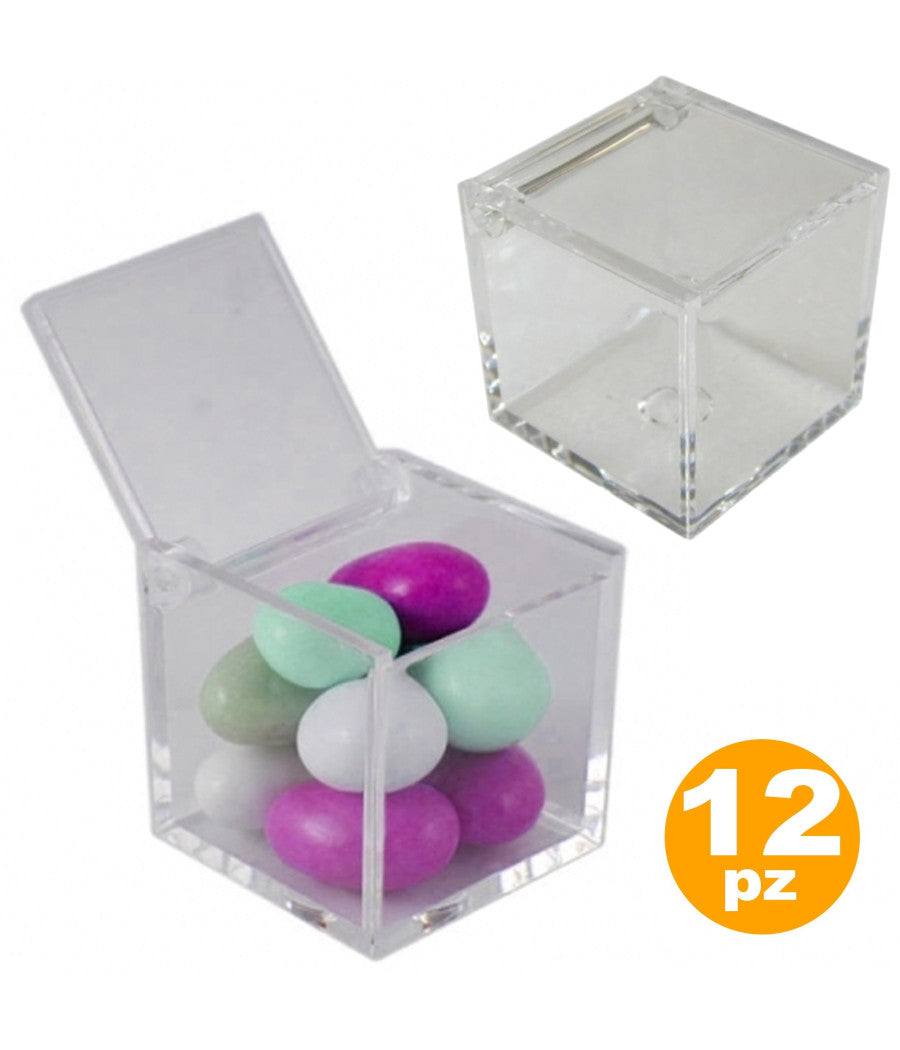 Set 12 Bomboniera Scatola 5x5x5cm Porta Confetti Comunione Matrimonio Battesimo         