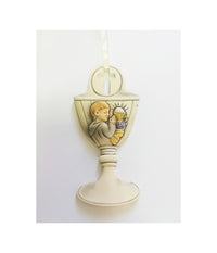 Set 12 Bomboniere Comunione Bambino Calice Eucarestia Bianco Ceramica Appendino         