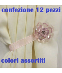 Set 12 Calamite Legatenda Ferma Tende Colorate Cristallo Fiore Diametro 5cm         