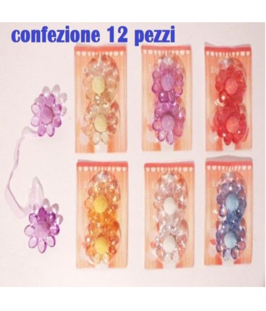 Set 12 Calamite Legatenda Ferma Tende Colorate Fiore Diametro 6cm         
