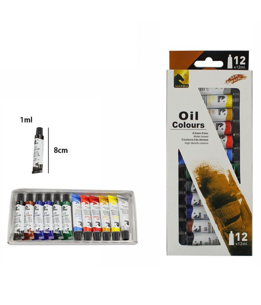 Set 12 Colori Ad Olio Tubetti Da 1 Ml Pittura Hobby Disegno Arte Tempere Oil         
