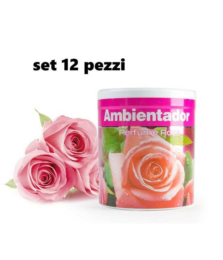 Set 12 Deodoranti Barattolo Profumo Ambiente Assorbi Odori Fragranza Rosa         