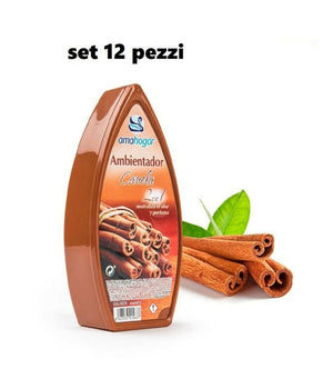 Set 12 Deodoranti Gel Profumo Ambiente Assorbi Odori 2in1 Fragranza Cannella         