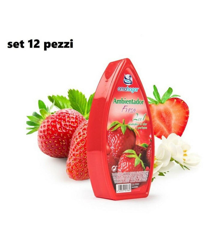 Set 12 Deodoranti Gel Profumo Ambiente Assorbi Odori Fragranza Fragola         