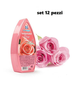 Set 12 Deodoranti Gel Profumo Ambiente Assorbi Odori Fragranza Rosa         