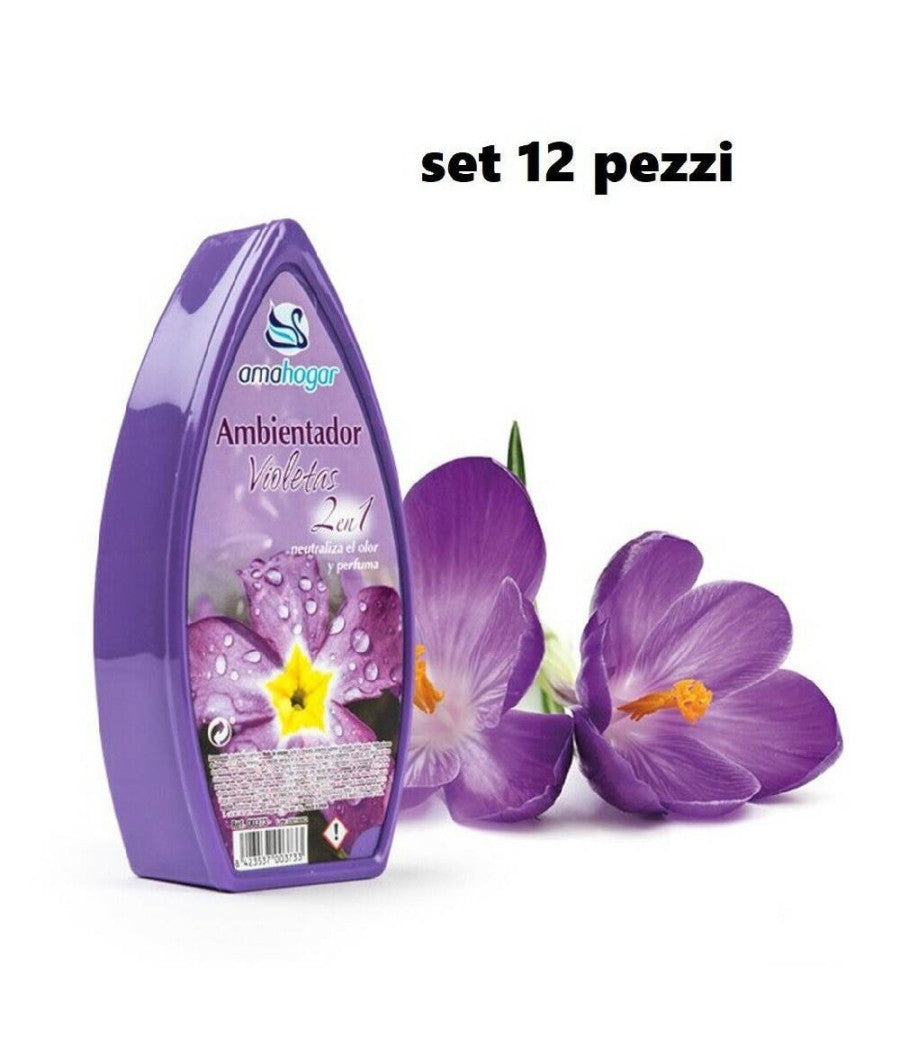 Set 12 Deodoranti Gel Profumo Ambiente Assorbi Odori Fragranza Viola         