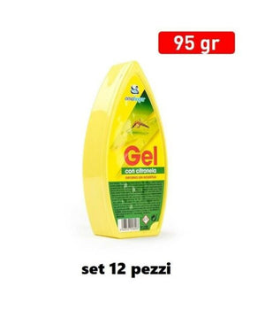 Set 12 Deodoranti Gel Profumo Ambiente Citronella Anti Zanzare 95 Gr.         