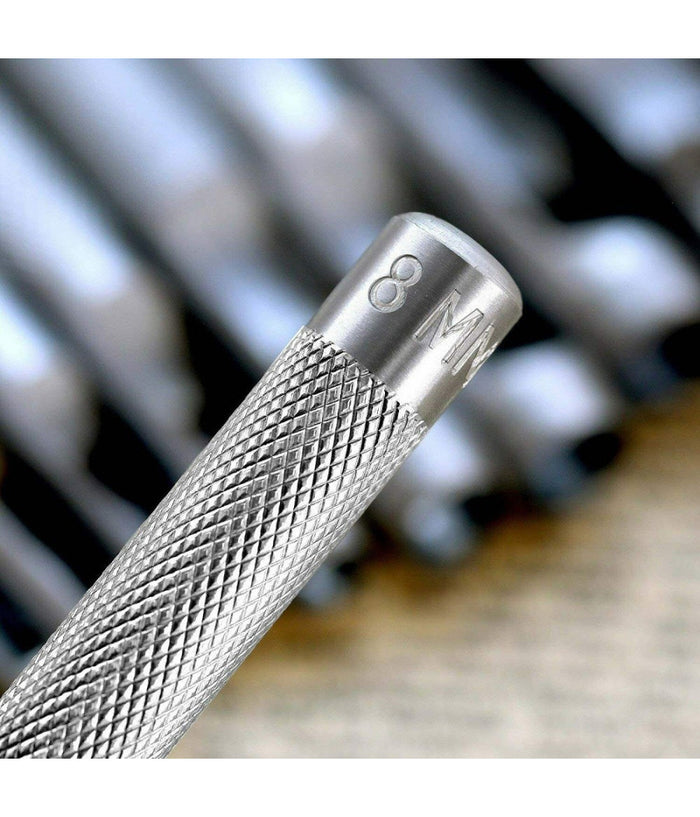 Set 12 Fustelle Punzoni In Acciaio Per Cuoio Lamiere Stoffa Pelle Legno 3-19 Mm         