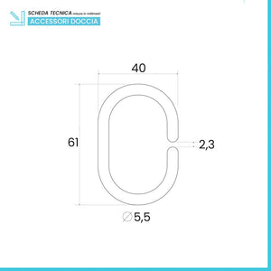 Set 12 ganci per tenda doccia in abs bianco