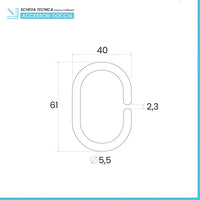 Set 12 ganci per tenda doccia in abs trasparente