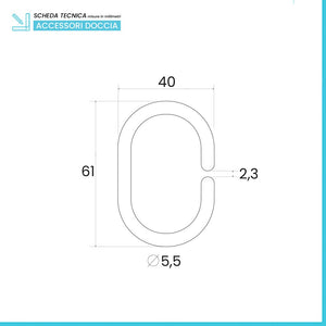 Set 12 ganci per tenda doccia in abs trasparente