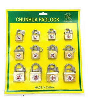 Set 12 Lucchetti Ad Arco 15 Mm 20 Mm 25 Mm Con 2 Chiavi Per Armadietto Valigia         