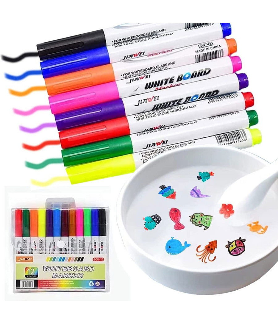 Set 12 Pennarelli Magici Pittura Ad Acqua Penna Galleggiante Lavabile Bambini         