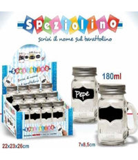 Set 12 Pezzi Barattolo Barattolino Con Manico Speziolino Porta Spezie Vetro         