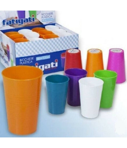 Set 12 Pezzi Bicchieri In Plastica Rigida Colori Assortiti 200 Ml         